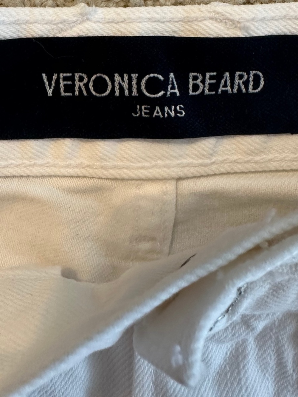 Veronica Beard Taylor High-Rise Wide Leg Studded Statement Jeans White 23 Casual - Picture 5 of 14